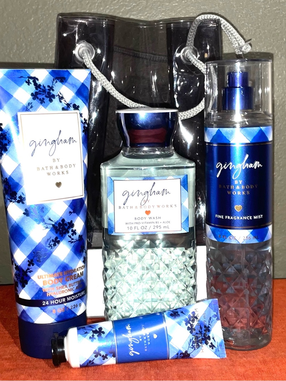 Bath & Body Works GINGHAM FOUR PIECE BUNDLE + Reusable Gift Bag